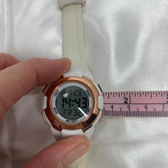 FMD Digital Sports Watch Rose Gold-Tone Bezel & White Silicone Strap FMDAW556 - Picture 9 of 10